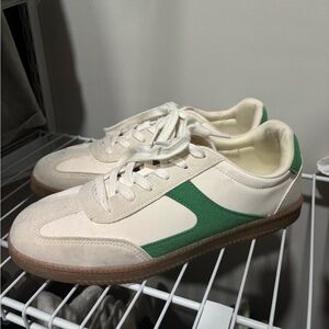 No Boundaries White and Green Sneakers
